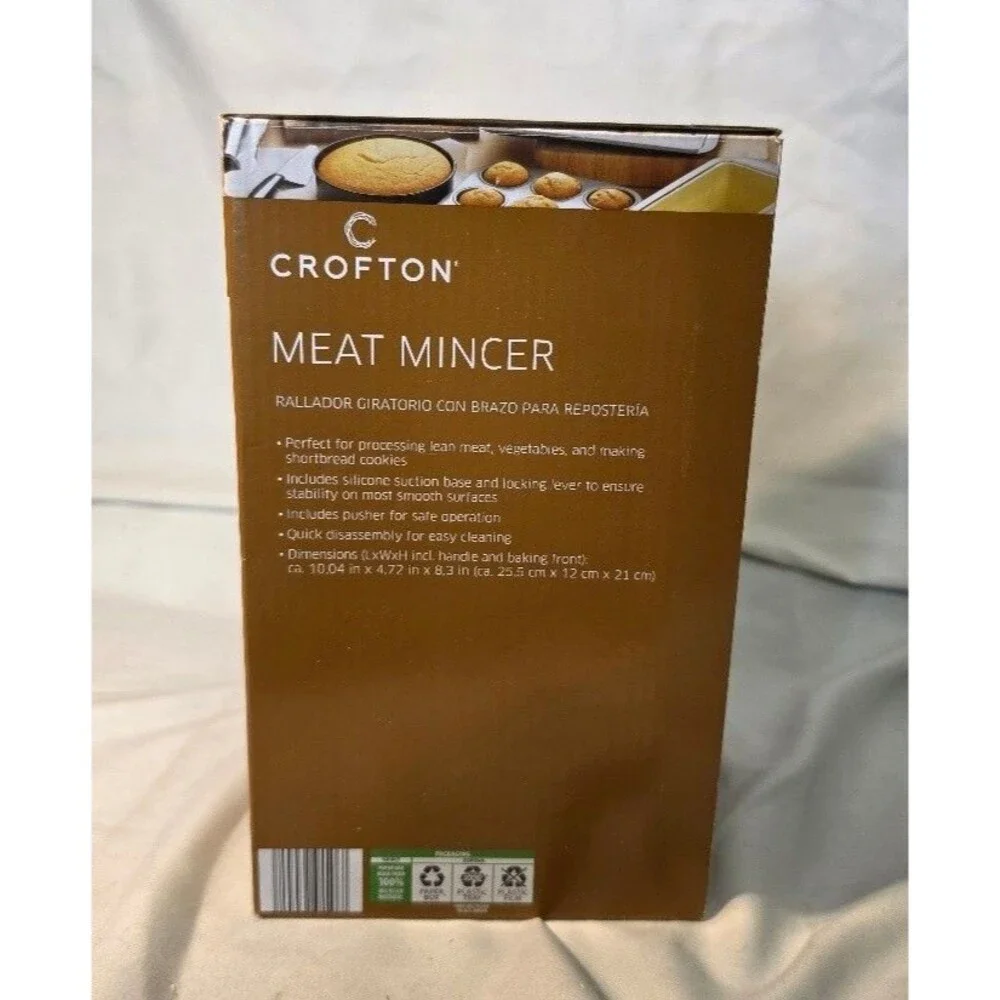 Crofton Meat Mincer Manual Meat Grinder with Suction Base & Pusher